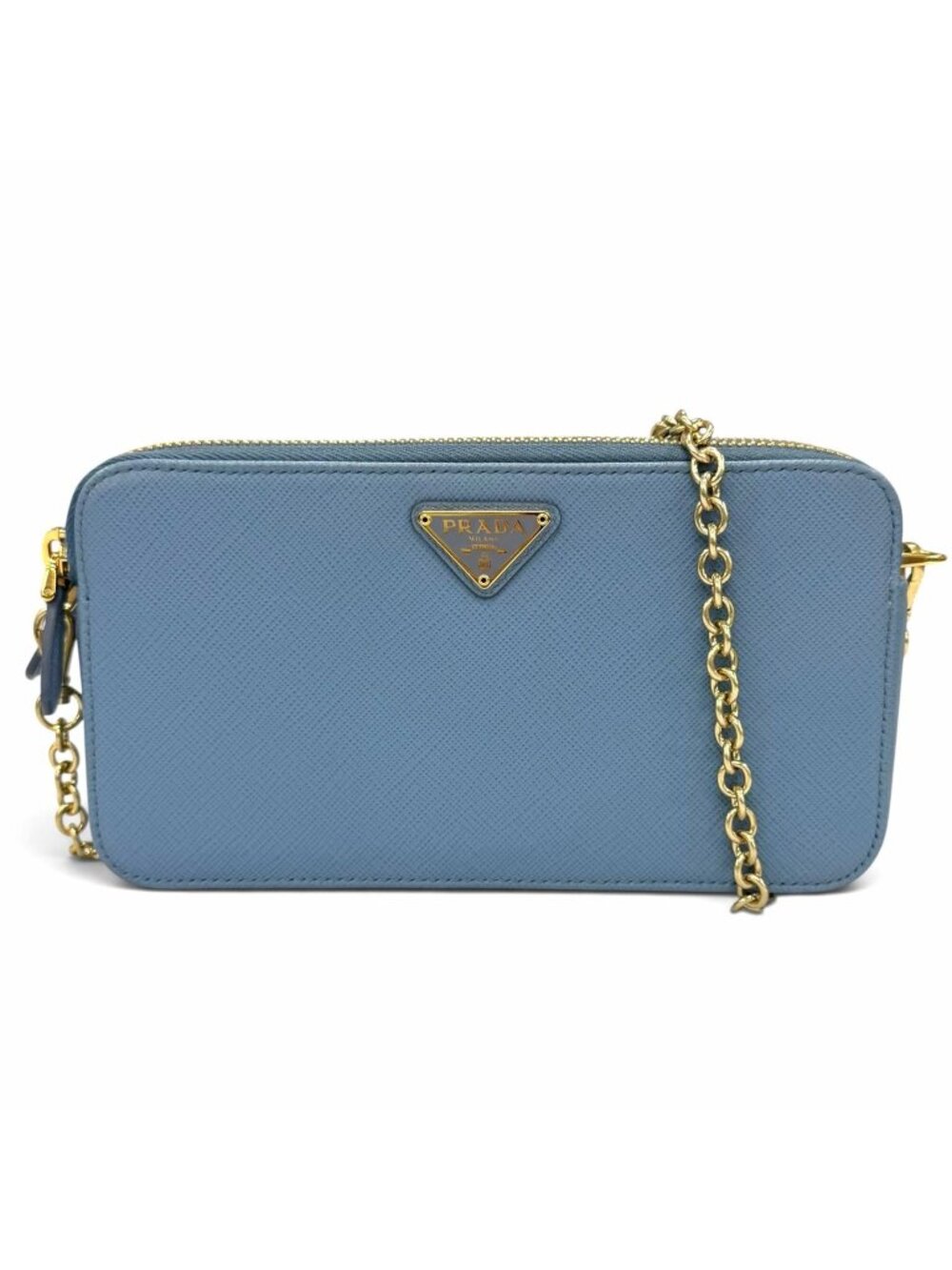Prada Triangle Logo Saffiano Leather Chain Shoulder Bag